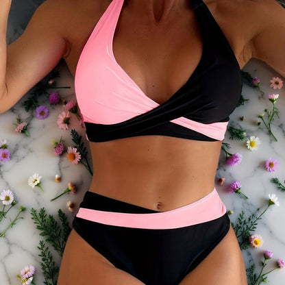 Sunkiss – Maillot de bain 2 pièces pour femme | Couleur vibrante, haut à nouer, détails croisés – Idéal plage & vacances
